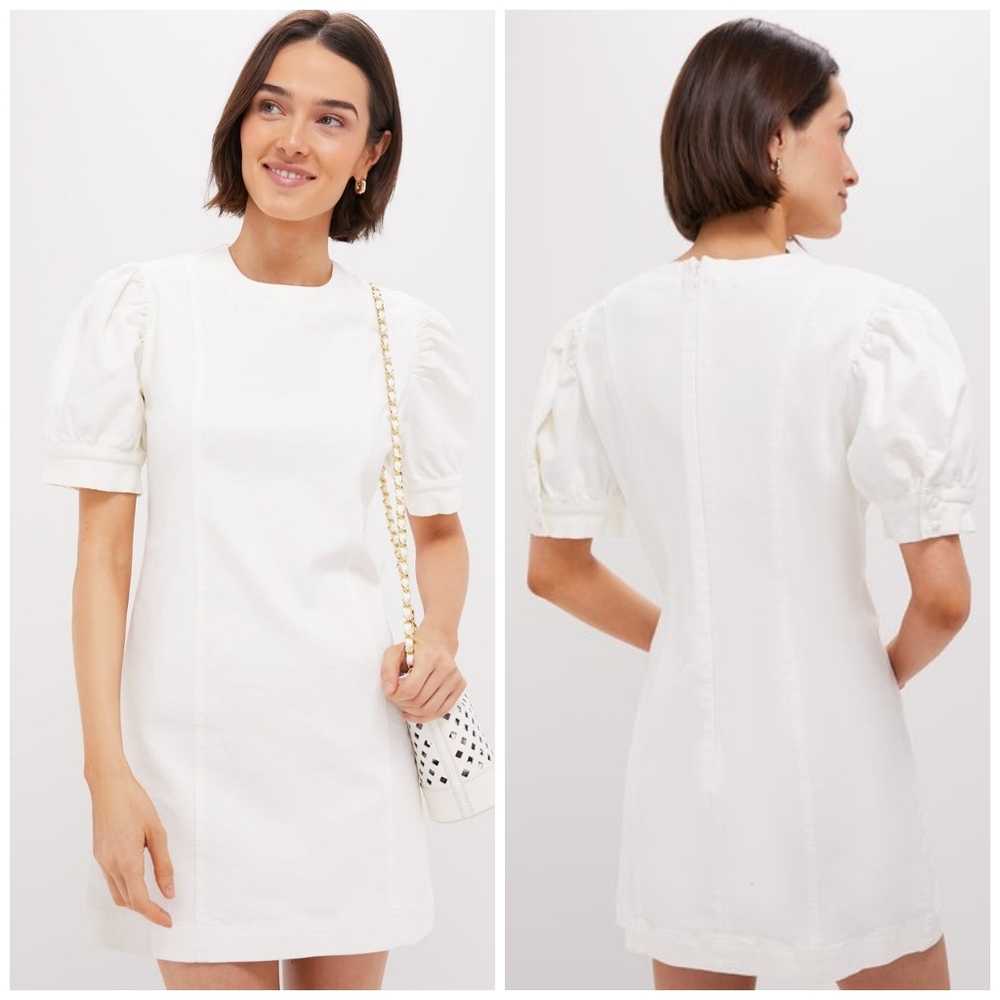 Hyacinth House White Stretch Denim Juniper Mini Dress, Large, Tuckernuck Denim